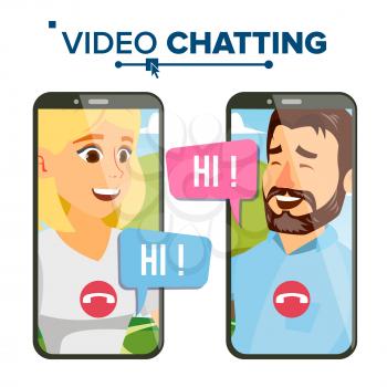 Chatting Vector. Talking Design. Social Media Service. Smartphone. On-line Chat App. Speaking Girl. Isolated Flat Cartoon Illustration