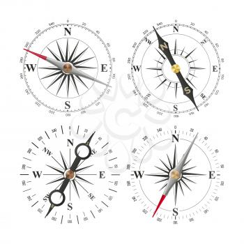 Compass Set Vector. Different Navigation Sign. Wind Rose. Isolated Illustration