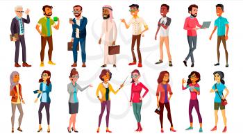 Multinational People Set Vector. Crowd Of People. Men, Women. Business Human. Different Countries. Isolated Illustration