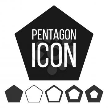 Pentagon Icon Vector. 5 Five Sided Symbol. Geometry Chart. Pentagonal Diagram Sign. Polygon Pictogram. Icon Isolated On White Illustration