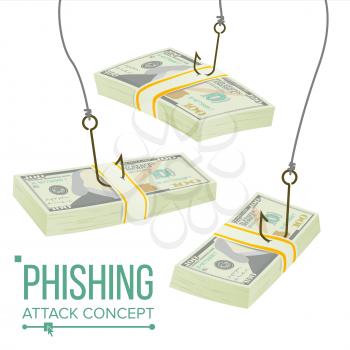 Phishing Money Concept Vector. Cyber Banking Account Attack. Spoofing. Cartoon Illustration