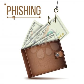 Phishing Money Concept Vector. Financial Bankruptcy. Hacking Attack. Cartoon Illustration