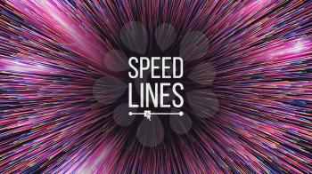 Speed Lines Vector. Starburst Effect. Burst Background. Glowing Rays Colorful Lines. Illustration
