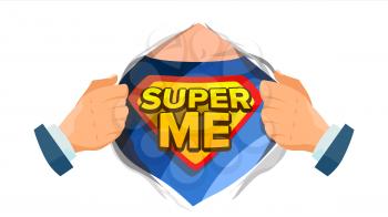 Super Me Sign Vector. Isolated Cartoon Comic Illustration