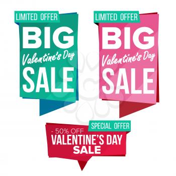 Valentine s Day Sale Banner Collection Vector. Online Shopping. Website Stickers, Love Web Page Design. Valentine Advertising Element. Shopping Backgrounds. Isolated Illustration
