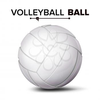 White Volleyball Ball Isolated Vector. Realistic Illustration