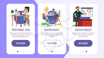Web Page Banners Design Vector. Business Concept. Working Team. Cartoon People. Cloud Room. Illustration