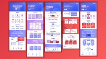 Web Page Design Vector. Website Business Graphic. Responsive Interface. Landing Template. Entertainment Future. Interface Menu. Futuristic Strategy. Illustration