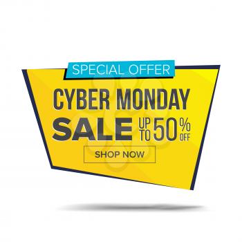 Cyber Monday Sale Banner Vector. Monday Advertising Element. Isolated On White Illustration