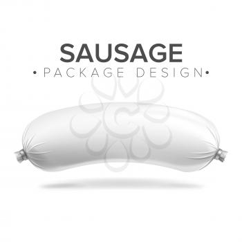 Sausage Package Vector. Clean Plastic Blank Food Packaging. Isolated Illustration