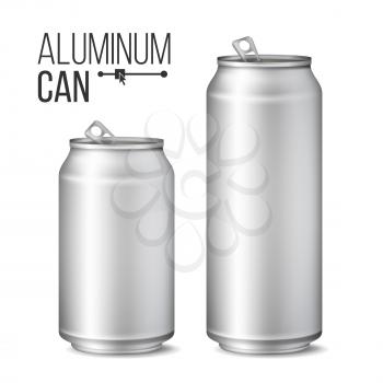 Aluminium Cans Vector. Silver Can. Branding Design. Blank Can Beer Of Soft Drink. Isolated Illustration