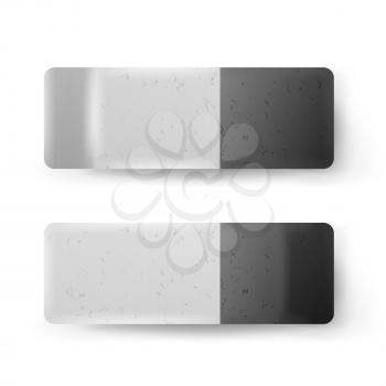 Realistic Eraser Isolated Vector. Classic Grey White Rubber Icon