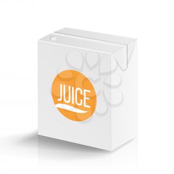 Juice Package Vector Realistic Mock Up Template. Carton Branding Box 200 ml. White Empty Clean Cardboard Package Drink Small Juice Box Blank Isolated. Vector