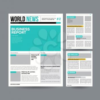 Tabloid Newspaper Design Template Vector. Images, Articles, Business Information. Daily Newspaper Journal Design. Illustration