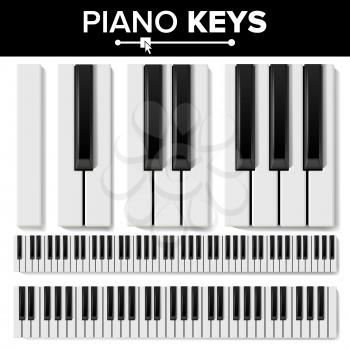 Piano Keyboards Vector. Isolated Illustration. Top View Keyboard Pad