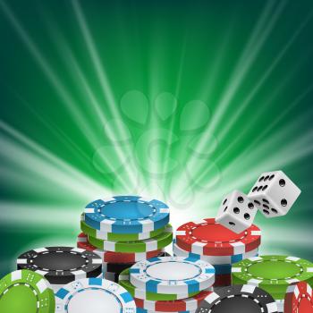 Poker Poster Vector. Online Poker Gambling Casino Billboard Sign. Jackpot Advertising