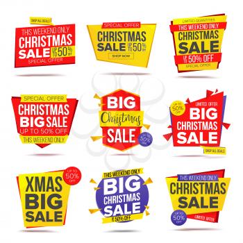 Big Xmas Discount Sale Banner Vector. Big Super Sale. Isolated On White Illustration