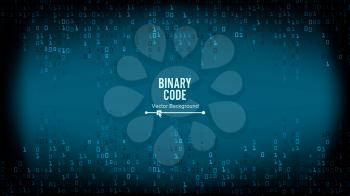 Binary Code Background Vector. Algorithm Binary, Data Code, Decryption And Encoding