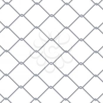 Chain Link Fence Background. Industrial Style Wallpaper. Realistic Geometric Texture. Steel Wire Wall Vector