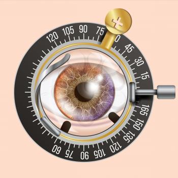 Eye Test Banner Vector. Correction Device. Optometrist Check. Test Illustration