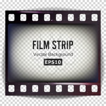Film Strip Vector. Frame Strip Scratched Isolated On Transparent Background.