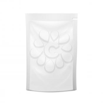 White Blank Plastic Spouted Pouch. Vector Doypack Food Bag Packaging. Template For Puree, Beverage, Cosmetics. Packaging Design. Vector Isolated
