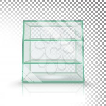 Empty Transparent Glass Box Cube Vector. Realistic Cube