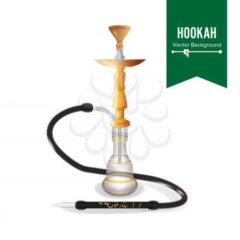 Hookah Vector. Water Flask, Cup For Tobacco, Pipe, Mouthpiece. Isolated On White Background. Classic Egyptian, Arabic Style