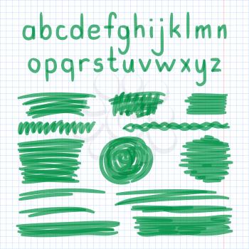 Marker Hand Written Doodle Letters, Symbols Vector