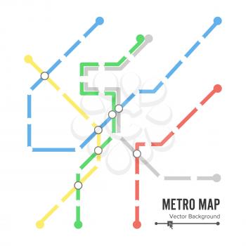 Metro Map Vector. Subway Map Design Template. Colorful Background With Stations.