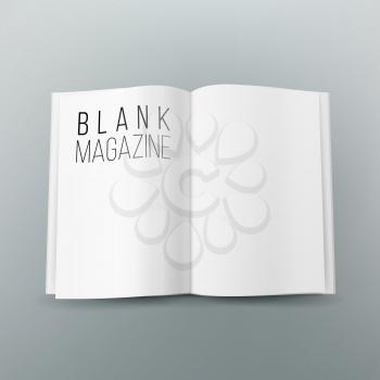 Open Magazine Spread Blank Vector. 3d Realistic Template. Empty Paper Mock Up