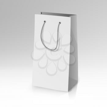 Blank Paper Bag Template Vector. 3D Realistic Shopping Or Gift Bag Mock Up