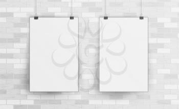 White Blank Paper Wall Poster Mock up Template Vector Illustration