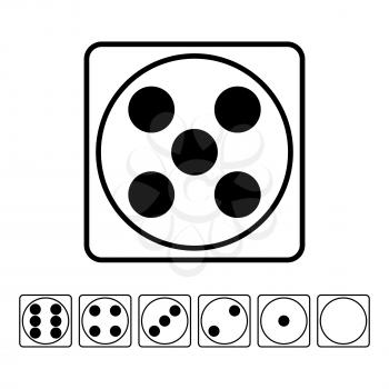 Playing Dice Flat Icons Vector Set. For Playing Board Casino Game. Isolated