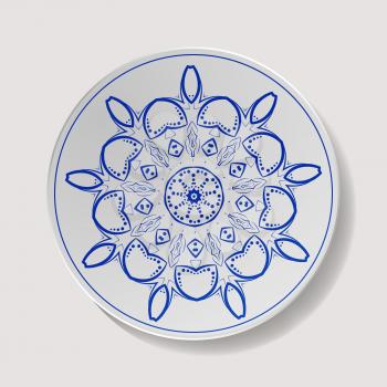 Realistic Plate Vector. Closeup Porcelain Tableware Isolated. Ceramic Kitchen Dish Top View. Template For Food Presentation.