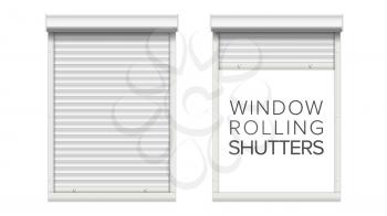 Realistic Window Roller Shutters Vector. Front View. Isolated