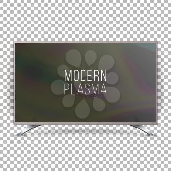 Screen Lcd Plasma Vector. Realistic Flat Smart TV. Curved Television Modern Blank