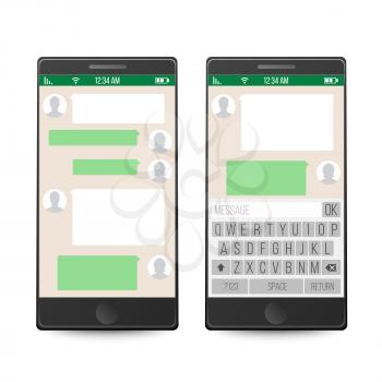 Cell Phone Chat. Chatting And Messaging Concept. Chat Boxes. Text Bubbles And User Interface. Vector Illustration