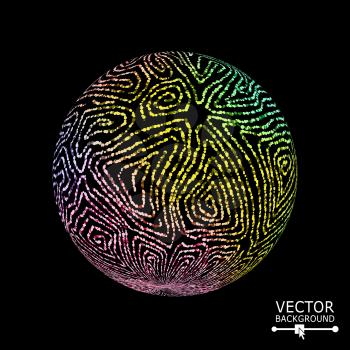 Luxury Sphere With Swirled Stripes. Vector Glowing Composition.