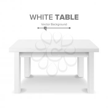 White Empty Square Table. Isolated Furniture, Platform Realistic