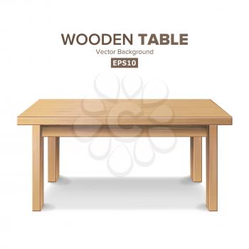 Wooden Empty Square Table. Isolated Furniture, Platform Realistic