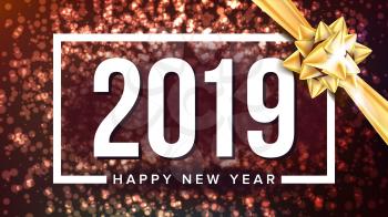 2019 Happy New Year Background Vector. Greeting Card Design Template. Merry Christmas. Illustration