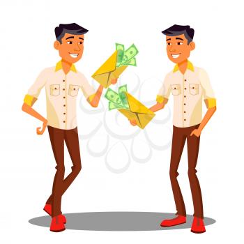 Manager Holding Envelope With Money In Hand Vector. Illustration