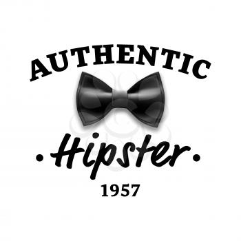 Authentic Hipster Label Vector. Brand Design Element. Bow Tie. Illustration