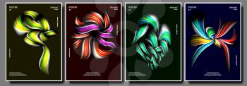 Creative Poster Set Vector. Abstract Colorful Liquid And Fluid Colors. Colorful Wave Lines. Creative Decoration. Trendy Presentation. Illustration