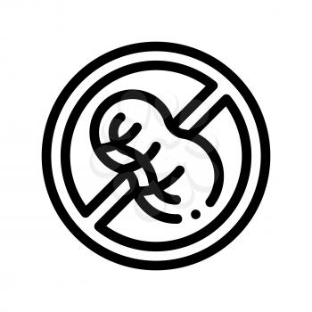Allergen Free Sign Peanut Vector Thin Line Icon. Allergen Free Nut Food Linear Pictogram. Crossed Out Mark With Goober Earth-nut Bean Healthy Produce. Black And White Contour Illustration