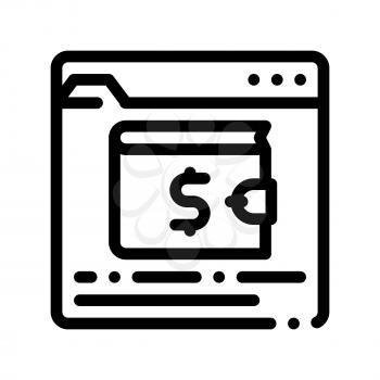 Internet Electronic Wallet Vector Thin Line Icon. Online Transactions, Financial Internet Banking Payment Operation Linear Pictogram. Money Deposit Currency Exchange Contour Illustration