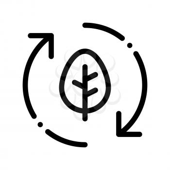 Forest Leaves Tree Arrows Vector Thin Line Icon. Organic Cosmetic, Natural Forest Component Linear Pictogram. Eco-friendly, Cruelty-free Product, Molecular Analysis Contour Illustration