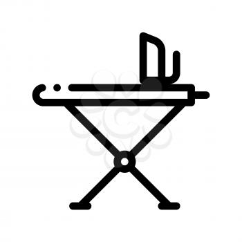 Laundry Service Ironing Equipment Vector Line Icon. Iron And Skirt-board Laundry Service, Washing Clothes Dress Linear Pictogram. Laundromat, Dry-Cleaning, Launderette Contour Illustration