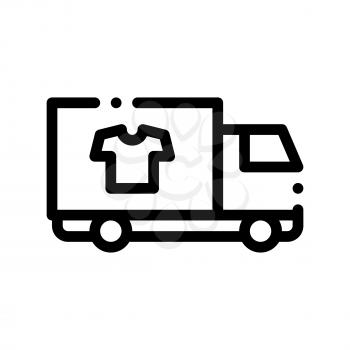 Laundry Service Delivery Vector Thin Line Icon. Truck Cargo Laundry Service, Washing Clothes Dress Linear Pictogram. Laundromat, Dry-Cleaning, Launderette, Stain Removal Contour Illustration